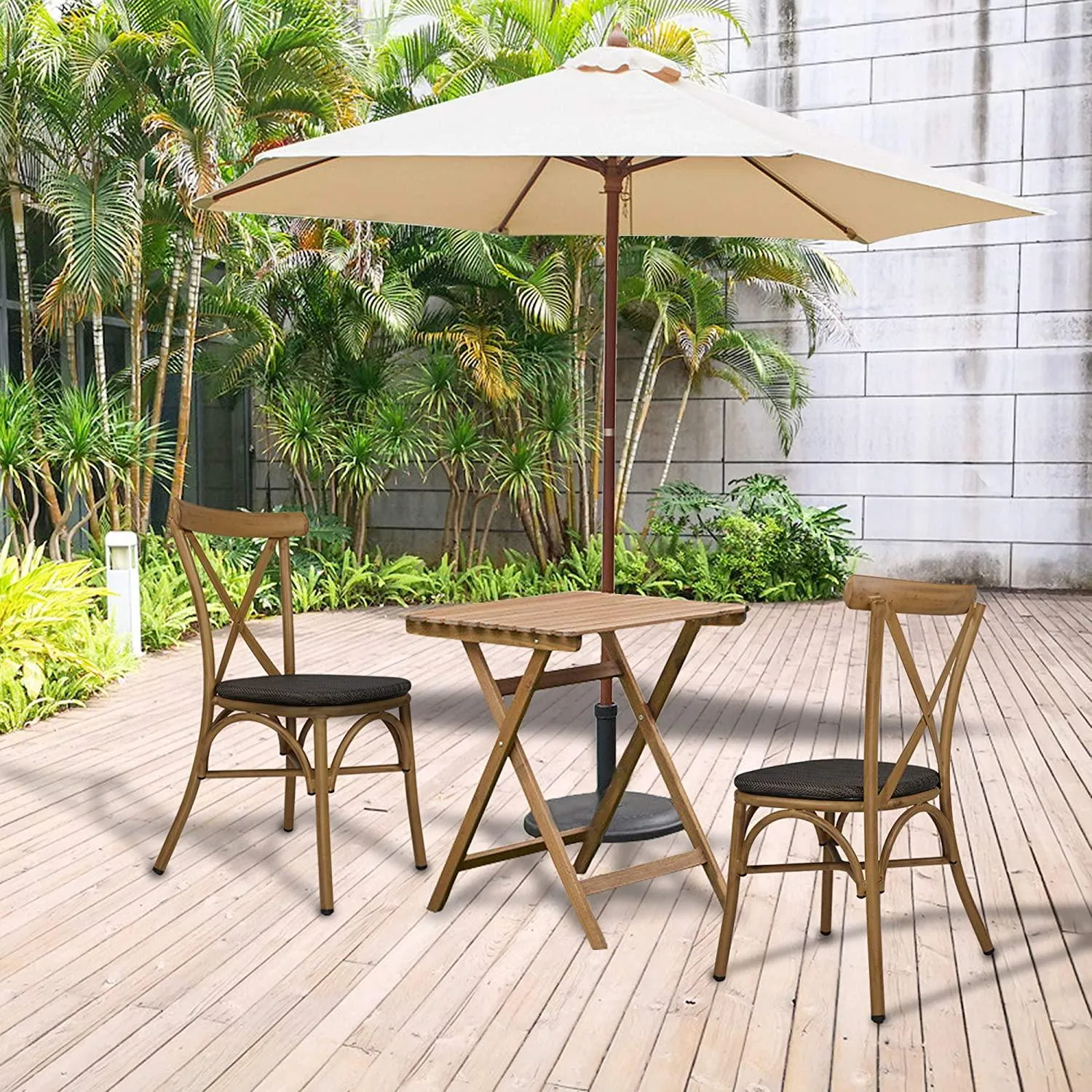 Set of 2 Modern Dining Chairs with Aluminum Frame and Textile Fabric, X Back