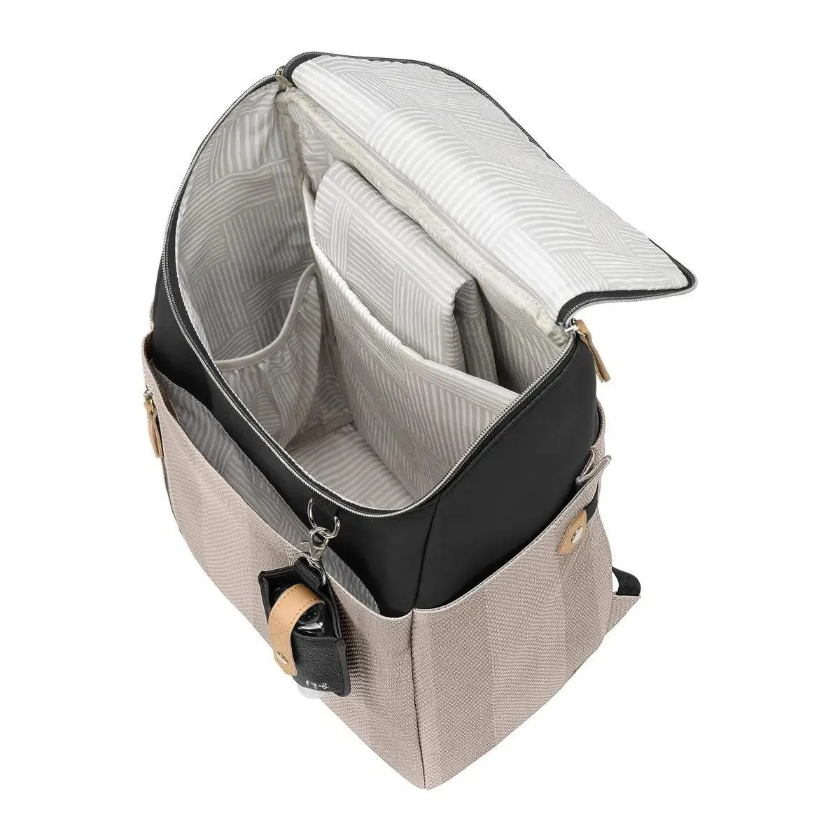 Tempo Backpack in Black/Sand Cable Stitch, Deluxe Kit & Stroller Clips Bundle