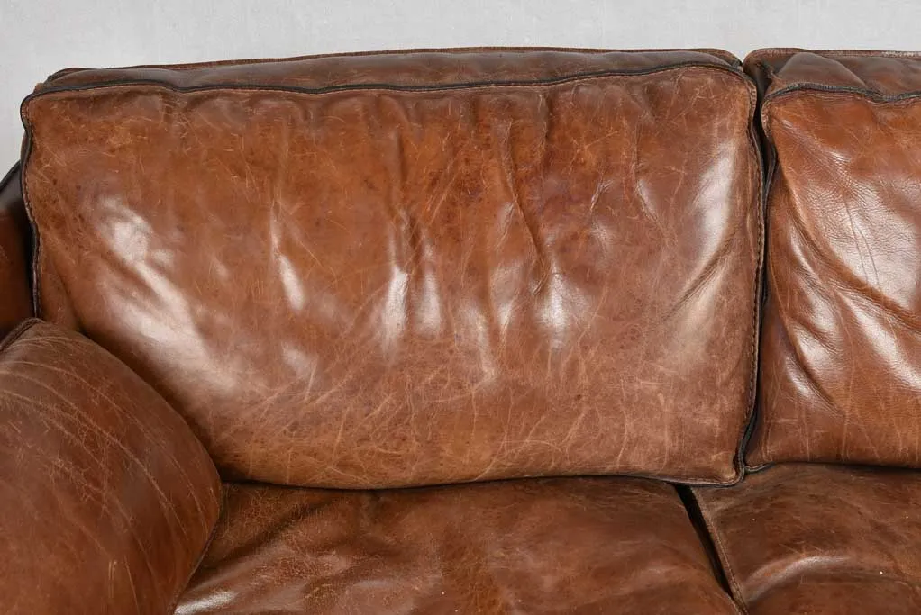 VINTAGE FRENCH ROCHE BOBOIS BROWN LEATHER SOFA 28¾" x 34¾"