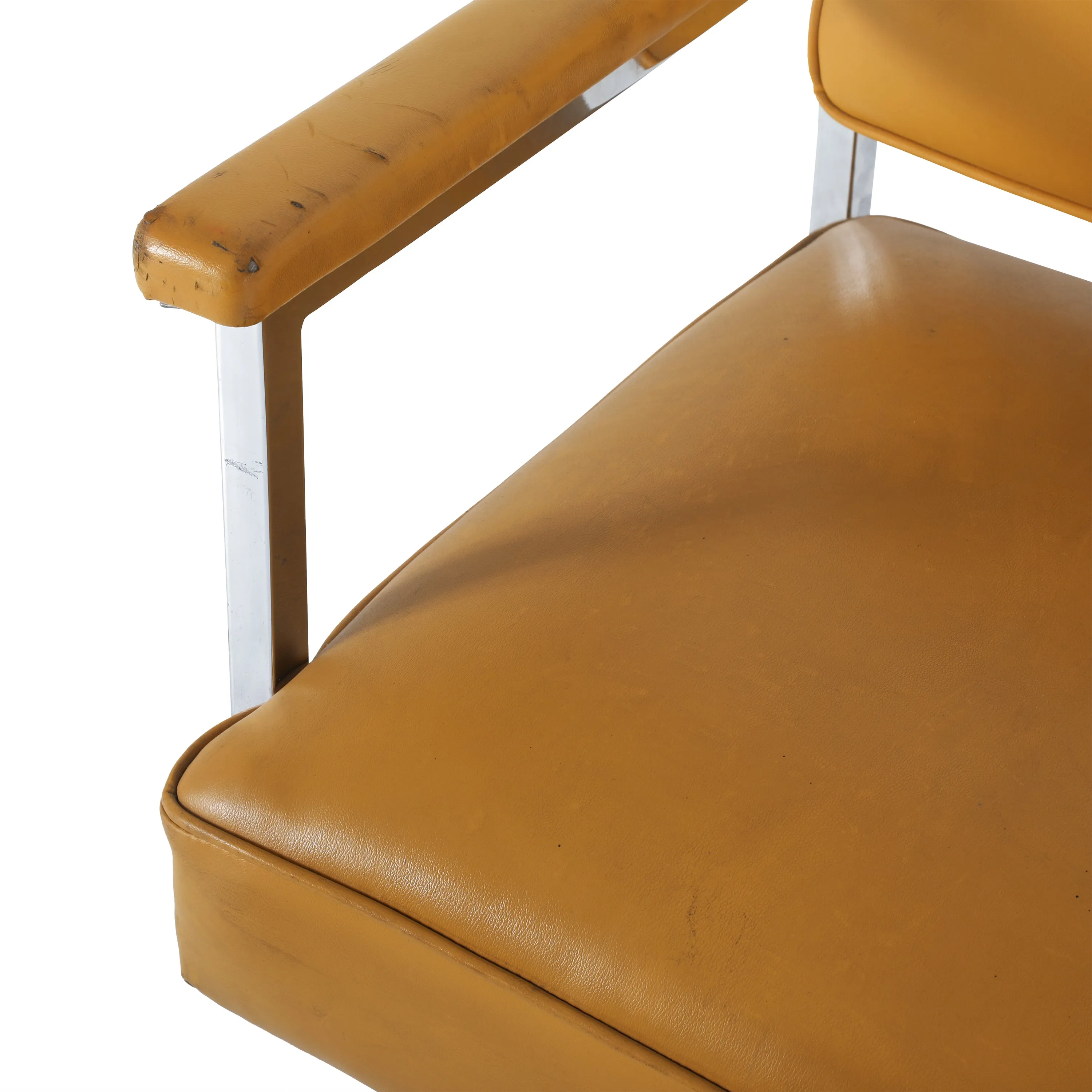 Vintage Yellow Leather Office Chair