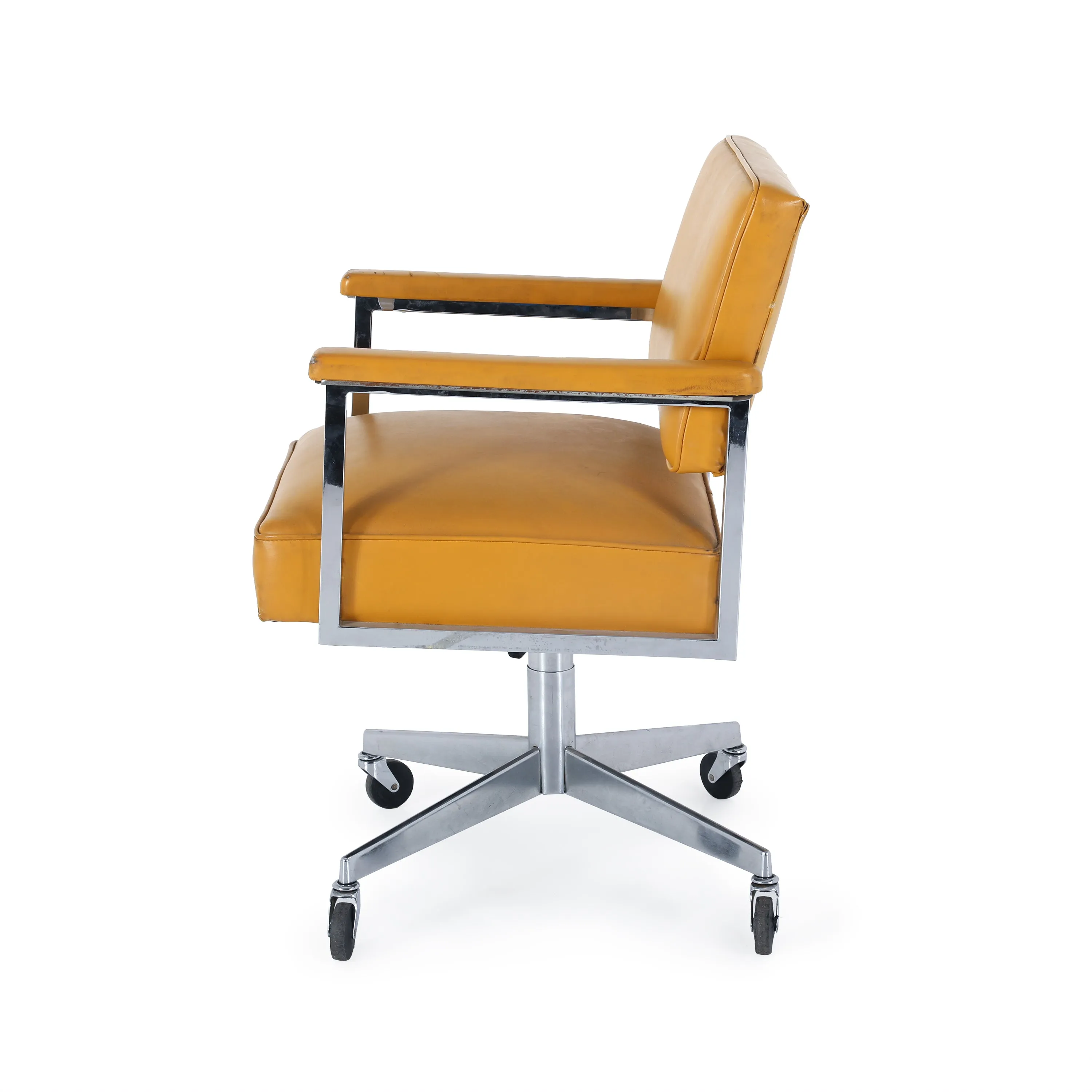 Vintage Yellow Leather Office Chair