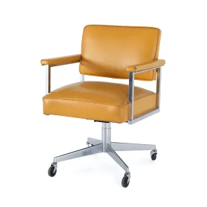 Vintage Yellow Leather Office Chair
