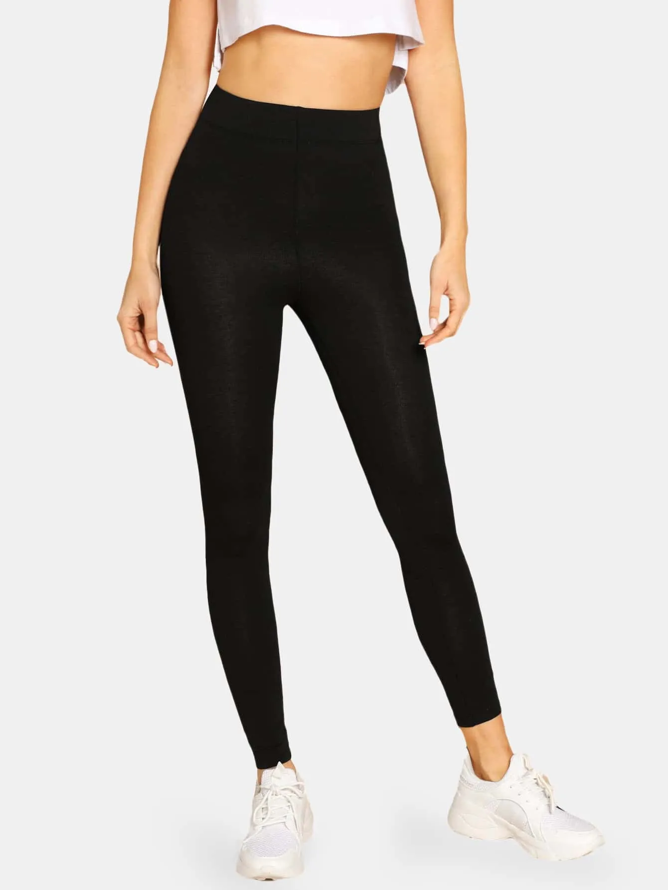 Vouzle Cotton High Waist Solid Leggings