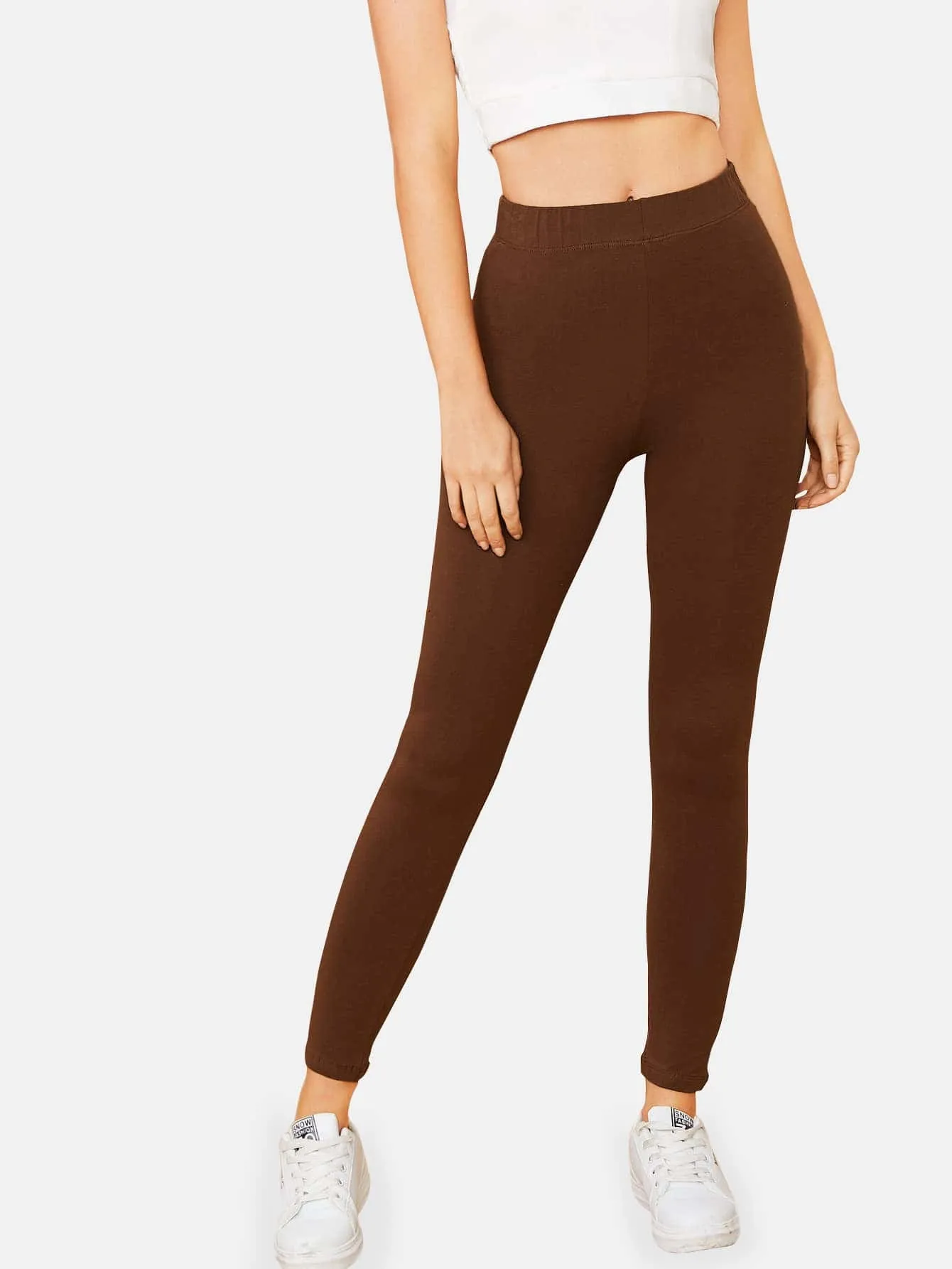 Vouzle Cotton High Waist Solid Leggings