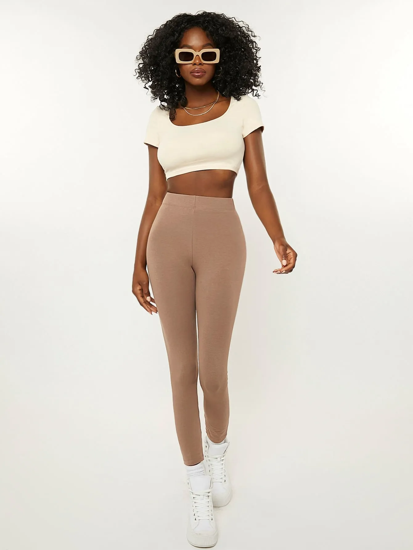 Vouzle Cotton High Waist Solid Leggings