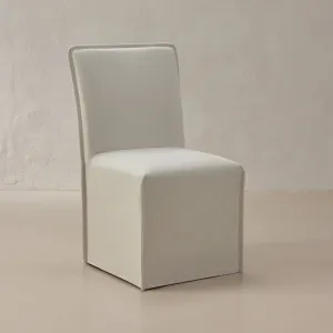 Washable Upholstered Dining Chair | 19” Back Height in Eggshell