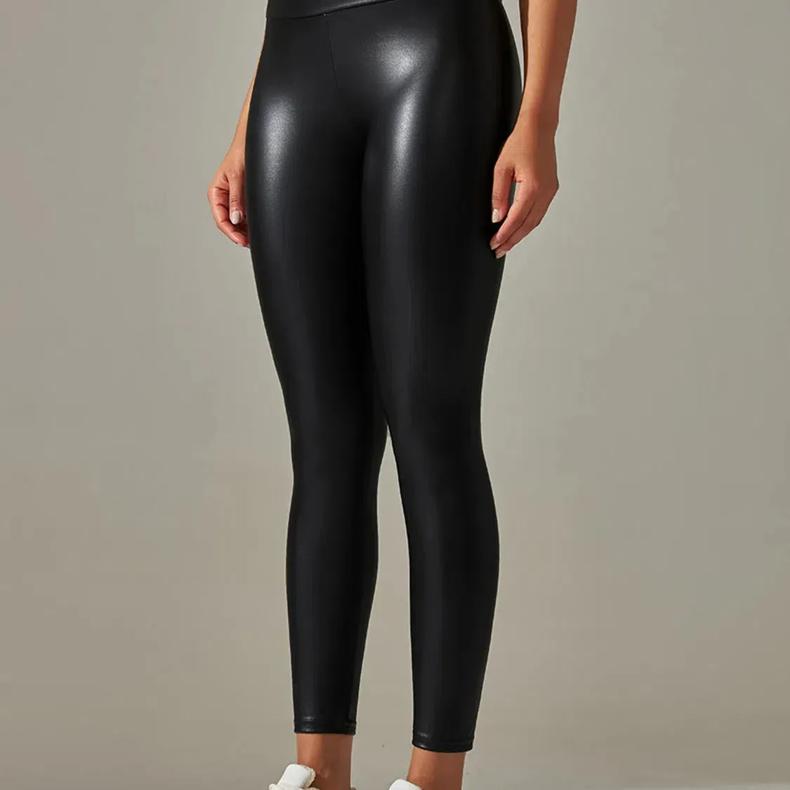 Women PU Leather Leggings Black Pockets High Waist Sexy Skinny Stretch Pants