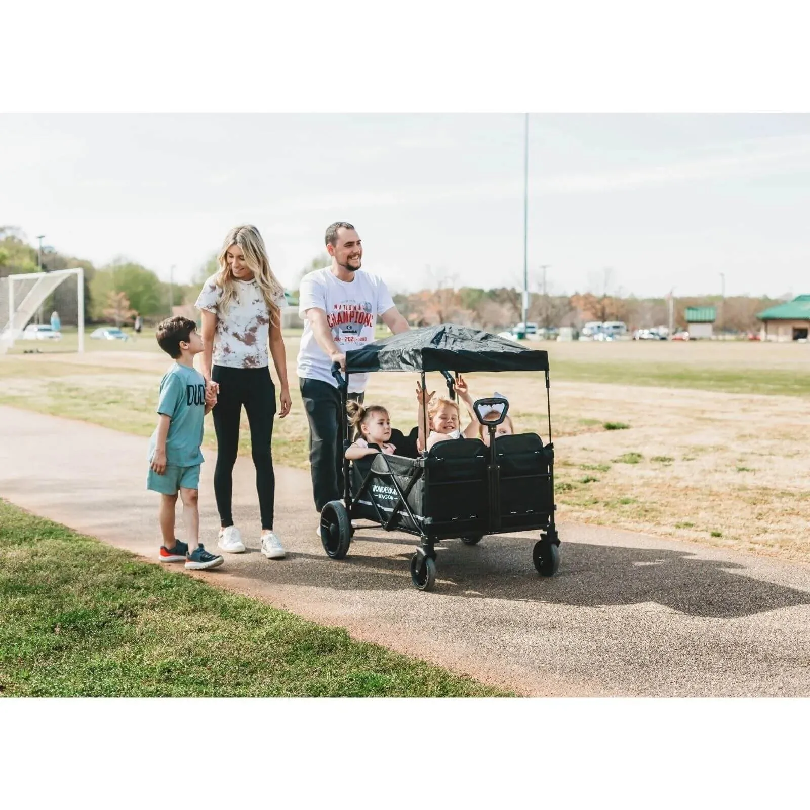 Wonderfold X4 Push & Pull Quad Stroller Wagon - Pitch Black